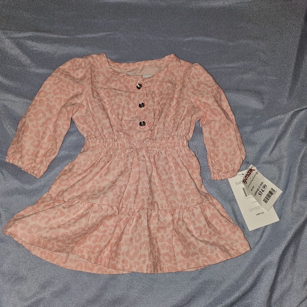Rachel Zoe Pink Ruched Long Sleeve Baby Dress